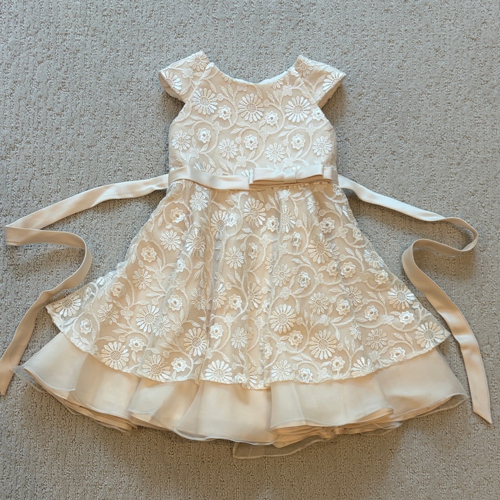 Charming Ivory Floral Kids Dress